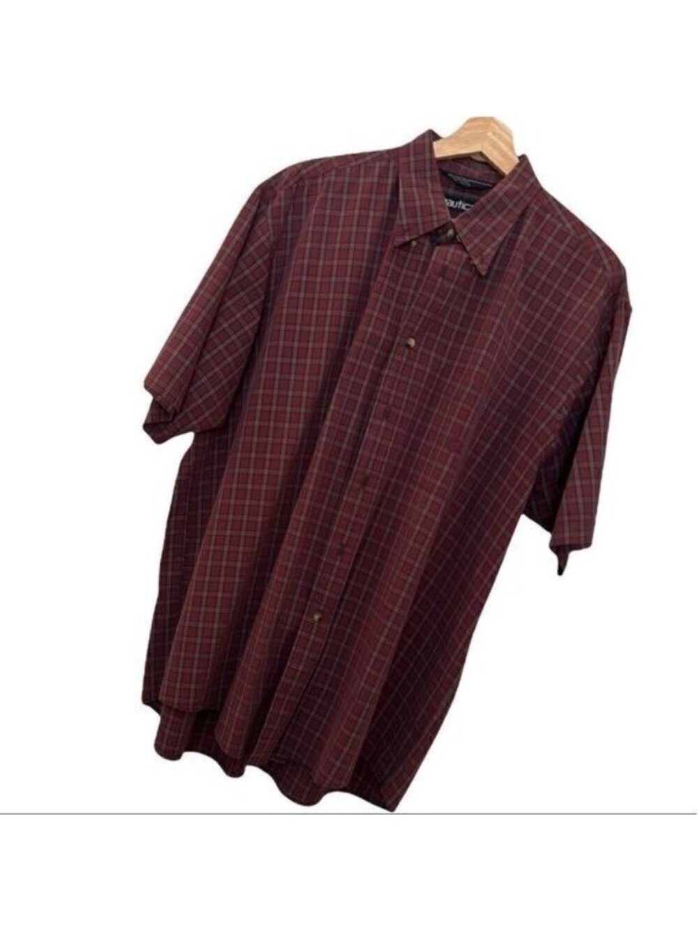 Nautica Cotton Plaid Short Sleeve Men's Button Down Size Extra Large